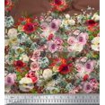 thumbnail image 3 of Soimoi Polyester Crepe Fabric Leaves & Rose Panel Decor Fabric Printed Yard 52 Inch Wide, 3 of 5
