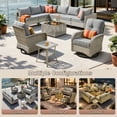 thumbnail image 6 of Vcatnet Outdoor Furniture 10 Pieces Patio Conversation Set All-Weather Rattan Wicker Outdoor Sectionals with Swivel Rocking Chair and Solar-Powered Coffee Table Dark Gray, 6 of 11