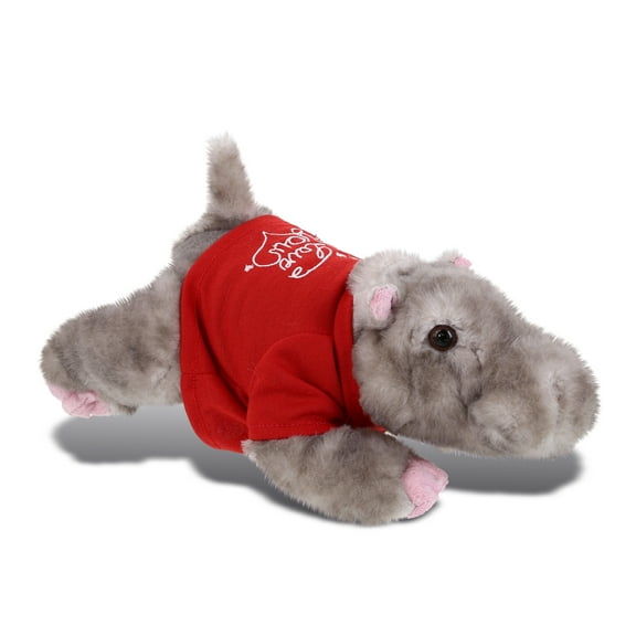DolliBu I LOVE YOU Hippo Plush - Cute Hippopotamus Stuffed Animal with Red Shirt For Valentine, Anniversary, Romantic Date, Boyfriend, or Girlfriend Gift - 11 Inches