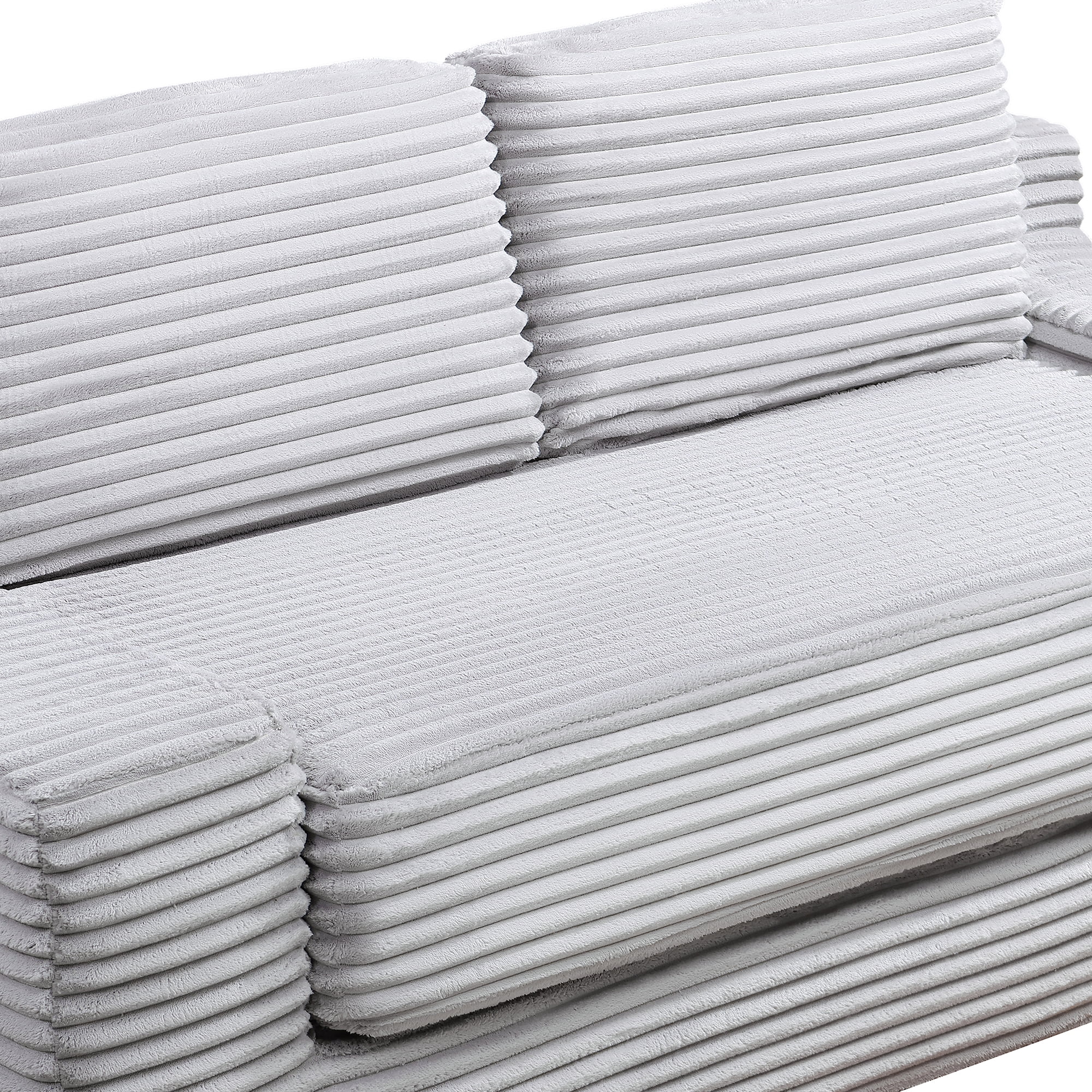 Corduroy Cloud Double Sofa, 2-in-1 Convertible Sofa Bed, Comfortable Boneless Double Sofa, Suitable for Living Room, Apartment, Small Space Grey