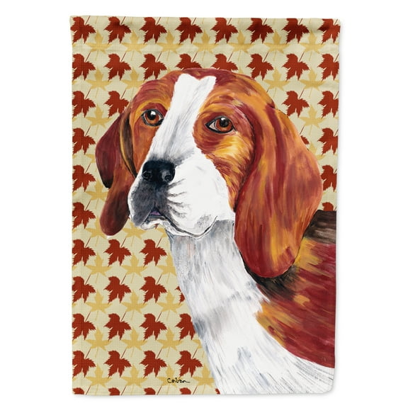 Carolines Treasures SC9209-FLAG-PARENT Beagle Fall Leaves Portrait Flag  multicolor
