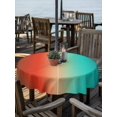 thumbnail image 2 of Outdoor Tablecloth with Umbrella Hole for Patio/Picnic/Party/Camping, Teal Orange Brown Ombre Waterproof Table Cloth Round Cover Washable, Abstract Modern Art Aesthetics (Dia 54"), 2 of 8