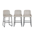 thumbnail image 1 of 3PC Bar Stools, PU Leather Counter Height Barstools with Back and Footrest, Upholstered Bar Chairs, 1 of 6