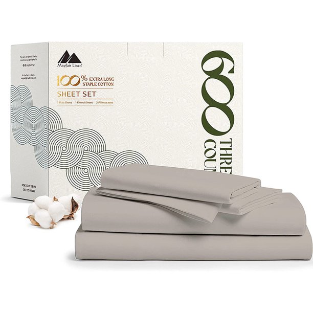 100 Cotton Sheets Queen Size 600ThreadCount Luxury Hotel Egyptian