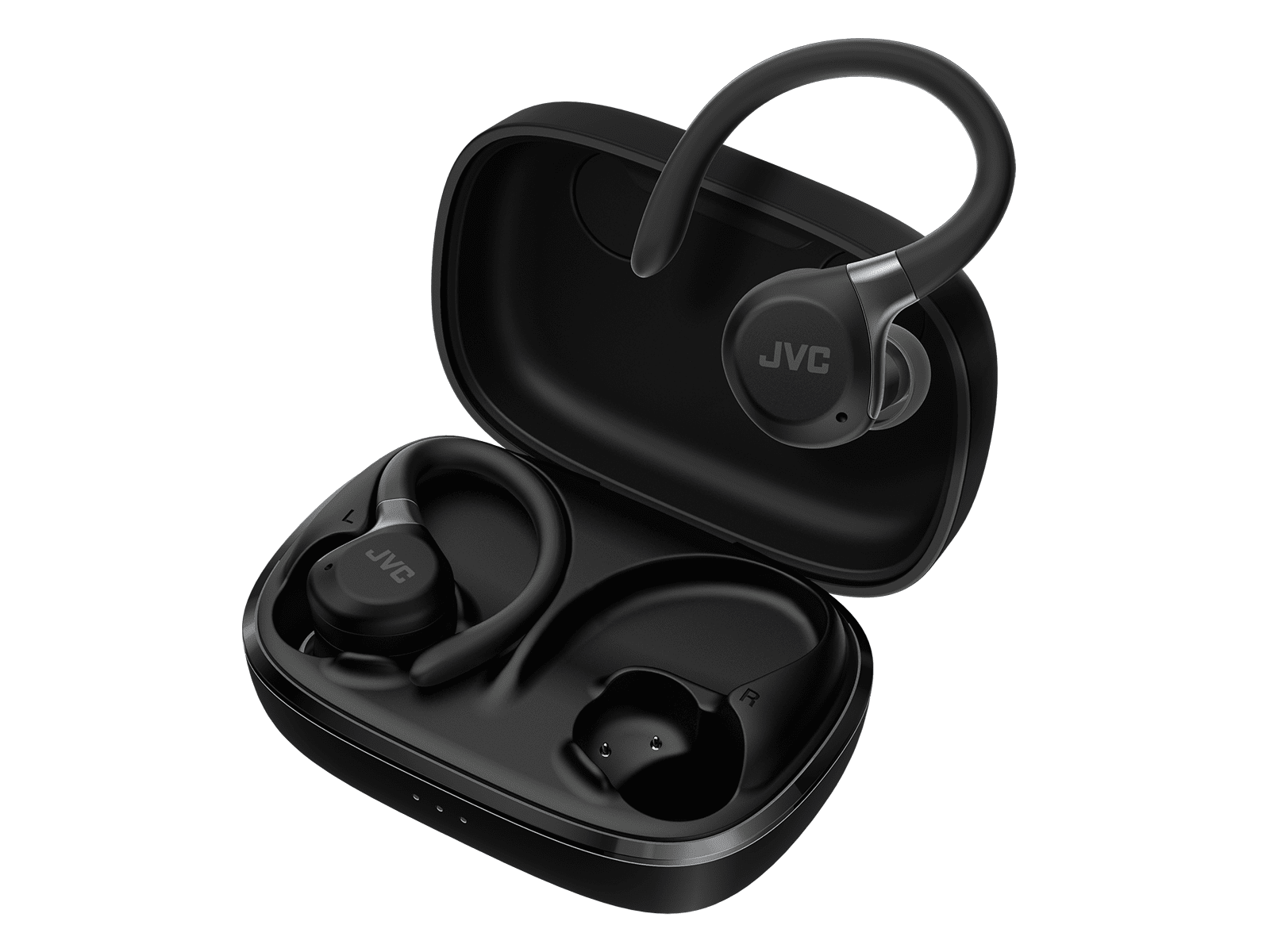 JVC Fitness Series True Wireless Sport Earbuds with Adjustable Hooks, Active Noise Cancelling, Ambient Sound Mode, IP57 Waterproof, 40hr Long Battery Life, App EQ, Low Latency, Mic