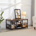 thumbnail image 3 of VECELO 39.4" Rectangle Coffee Table with Storage Shelf, Industrial Entertainment Center Television Table for Living Room, Brown, 3 of 9