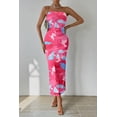thumbnail image 4 of Vestido PRETTYGARDEN Maxi Bodycon Strapless Floral Rosa Rojo XL, 4 of 7