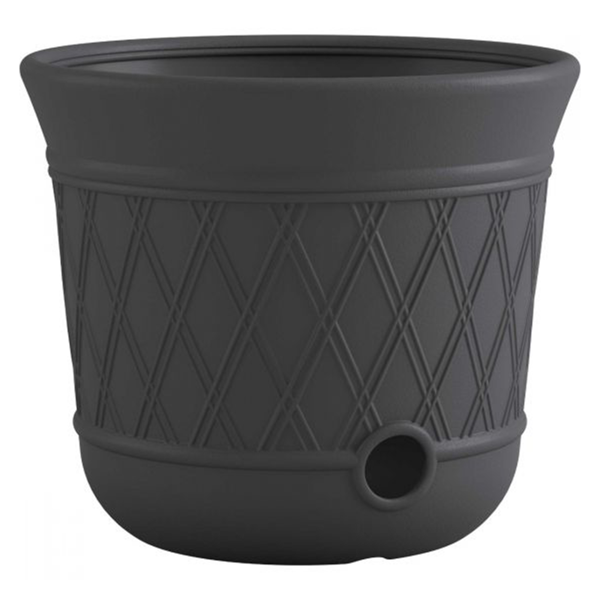 Suncast Lattice Hose Pot, Decorative Resin Garden Hose Storage, Peppercorn Gray
