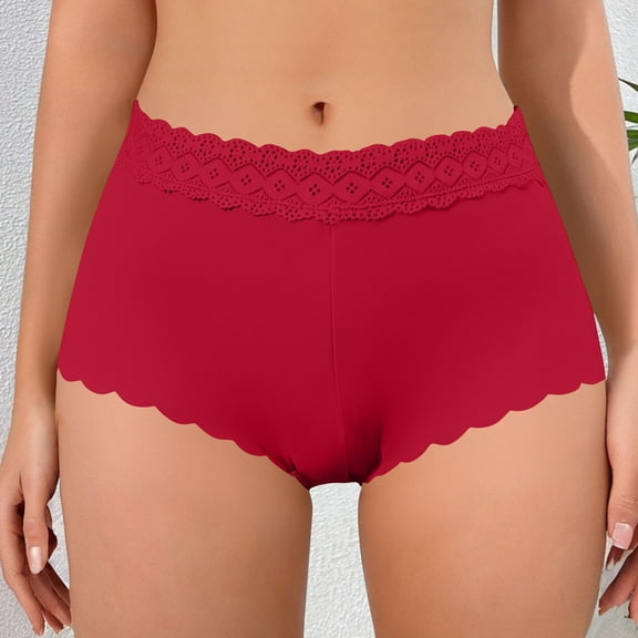 Sunvit-Panties Womens Mid-Rise Brief Underwear - Lace Waistband, Stretchy Nylon Spandex, VPL-Free, Wine Color, Size L, Soft Everyday Comfort for Form-Fitting Clothes