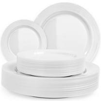 120 White Plastic Plates Disposable, Heavy Duty for Party - 60 Dinner Plates 10-Inch and 60 Salad Dessert Appetizer Plates 8-Inch, Hard Party Plate Elegant Holiday Parties, White Plates Disposable