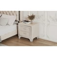 thumbnail image 4 of 2-Drawer Beige Velvet Nightstand with Metal Legs / Save Space and Organize Bedroom Essentials, 4 of 6