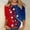 #218-Multicolor, variant on Womens Tops 3/4 Sleeve Crew Neck Printed Loose Pullover Blouse for Independence Day Holiday Celebration Gift