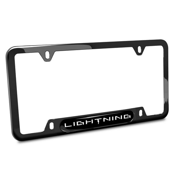 iPick Image for Ford F-150 Lightning Black Insert Black Stainless Steel License Plate Frame, Official Licensed