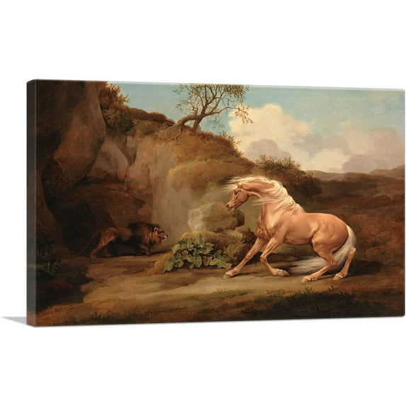 ARTCANVAS Horse Frightened by a Lion 1768 Canvas Art Print by George Stubbs - Size: 18" x 12" (0.75" Deep)