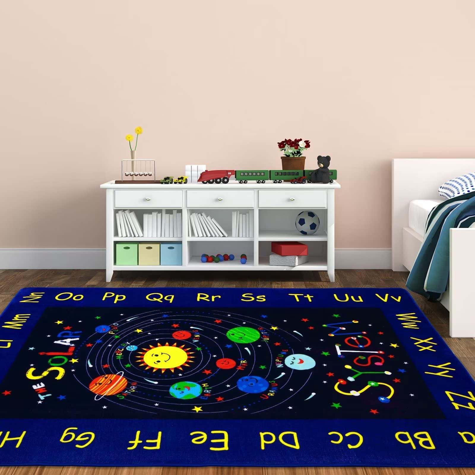 Kids Rug for Playroom Outer Space Kids Rug Solar System Carpet Alphabet Baby Play Mat Soft Nursery Rugs Non Slip Kids Rugs for Baby Crawling Toddlers, 8x10 Ft