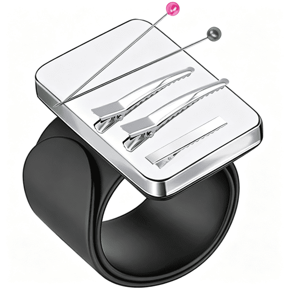 BZCOE Magnetic Pincushion for Sewing,Silicone Wrist Magnetic Wristband for Braiding Gel,Pin Cushion Holder Bracelet for Quilting Sewing&Hairstylists(Black)