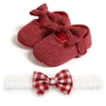 thumbnail image 1 of Gyratedream Newborn Baby Girl Shoes Headband,Infant Toddler Soft Sole Crib Princess Shoes, 1 of 5