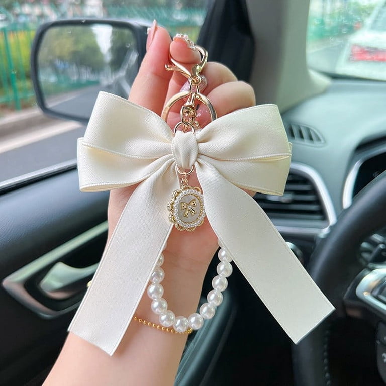 Kumdkd Bow Bag Charm, Bow-Knot Purse Extender Chain with Pearl Bow