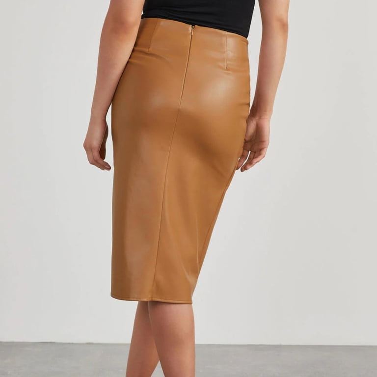 Maxi Skirts for Women Slit Mid Length Hottie Hip Hugging Leather