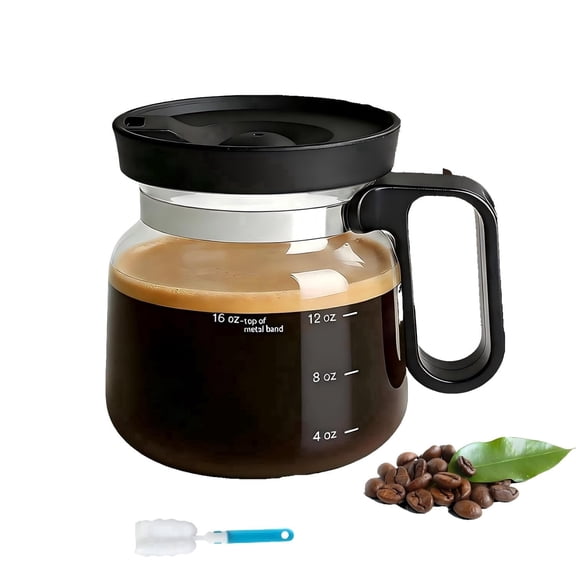 Wuxiuli 16oz Clear Glass Mini Coffee Pot Mug with Lid 1pack