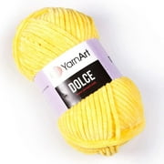 Yarn Art Dolce Yarn 100% MicroPolyester Velvet Blanket Amigurumi Super Bulky :6 Baby Chenille Yarn (1 Skein, 761-YELLOW)