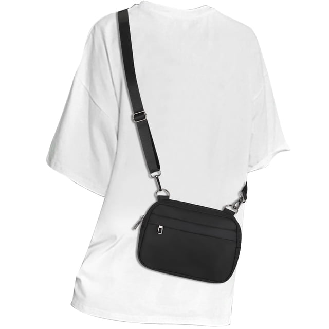 Bandolera MAXTOP pequeña con correa ajustable negra 21x4x15 cm
