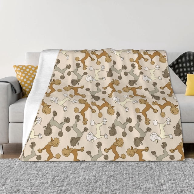 Fotbe Cartoon Poodle Dog Manta de Franela con Estampado, Manta Ultrasuave para Cama, Sofá, Auto, Hipoalergénica y Antibolitas-60"x50"