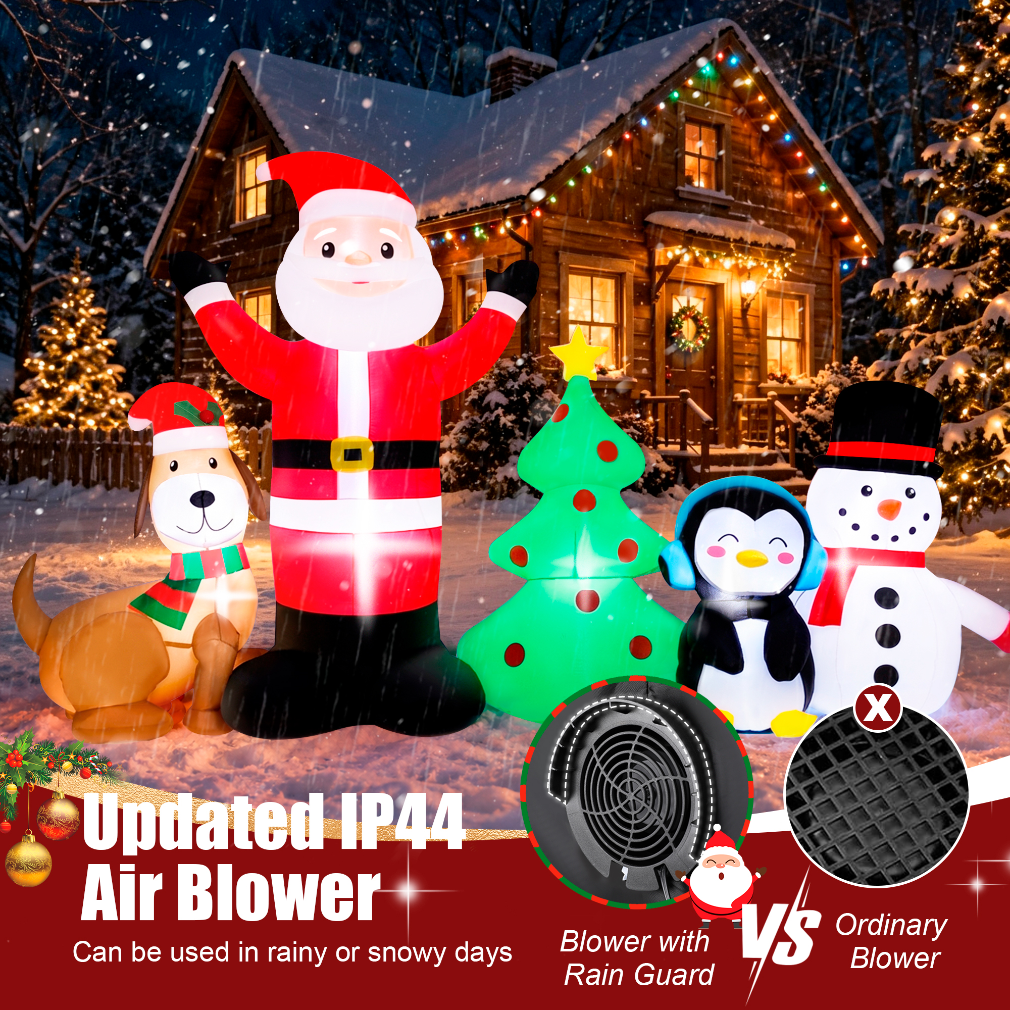 Firstness 8-Foot Christmas Inflatable with Santa & Penguin photo 5