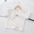 thumbnail image 2 of RUTAYY Children's Girls' Tee Personality Trend Lace Horn Sleeve Love Solid Color Top Everyday Elegant Tops, White, 5-6 Years, 2 of 5
