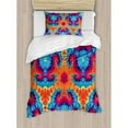 thumbnail image 3 of Ambesonne Tie Dye Spiritual Ikat with Hallucinatory Concentric Fractal Weird Creepy Reflection Duvet Cover Set, 3 of 3