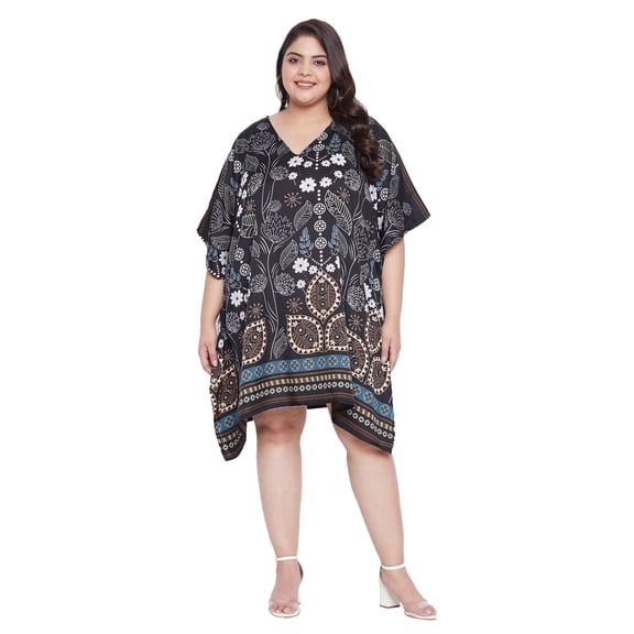 Oussum Women Tunic Dress Short 3/4 Sleeves Caftan for Ladies Casual Dresses