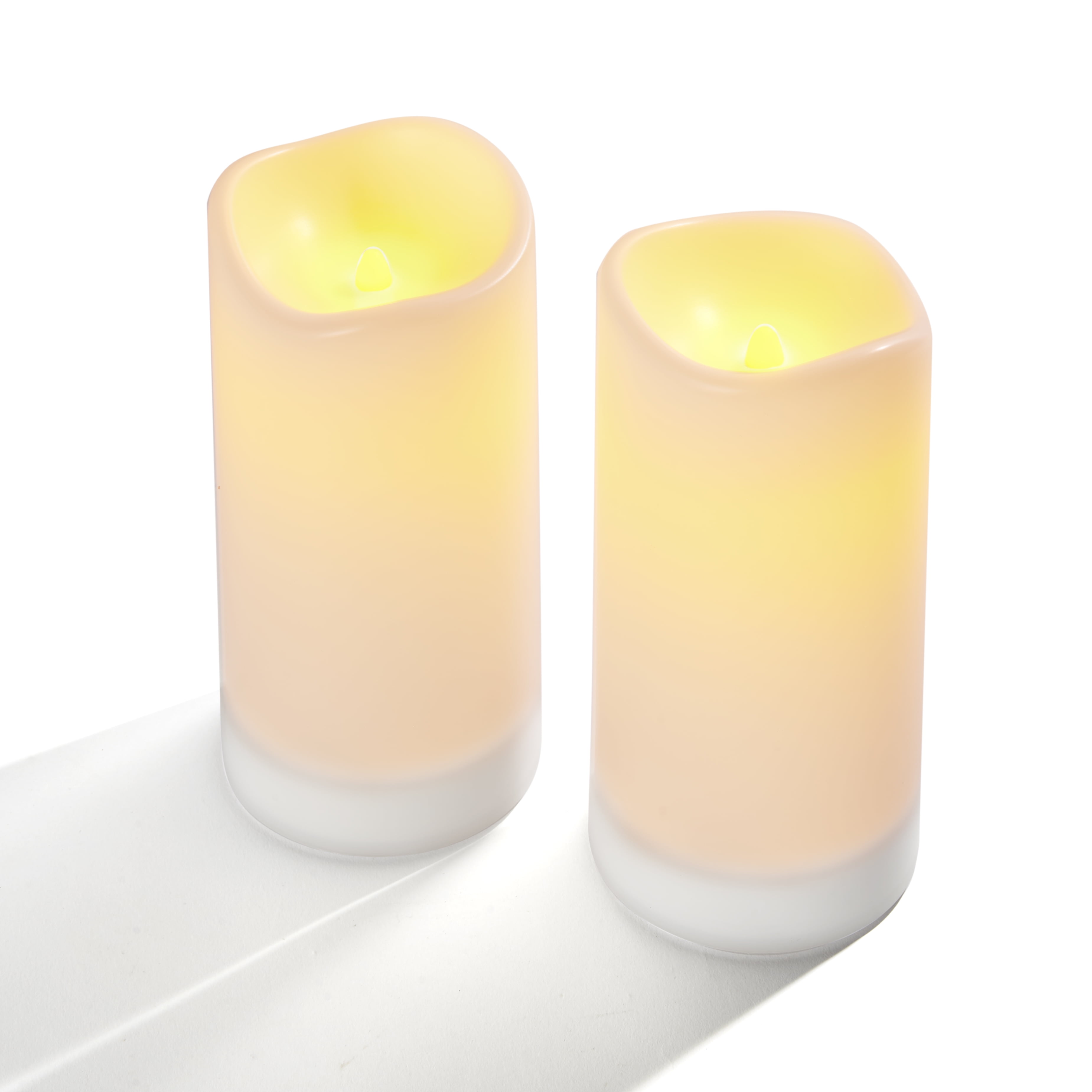 Large Outdoor Solar Candles 4x8 Flameless Pillar Candle Set, White