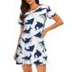 thumbnail image 1 of Balery Cute Shark Camisón de manga corta con cuello redondo para mujer, cómodo y elegante., 1 of 6