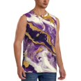 thumbnail image 2 of Kdxio Purple Gold Marble Swirls for Men's Muscle T-shirt,Sleeveless for Workout Running Athletic Gym Lounge Casual, 2 of 5