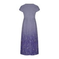 thumbnail image 5 of Jinhomg Womens Vacation Dresses Vintage Elegant Boho Floral Print Beach Dress Lightweight Comfy Short Sleeve Crew Neck Maxi Dresses Casual Summer Dress Purple XL, 5 of 6