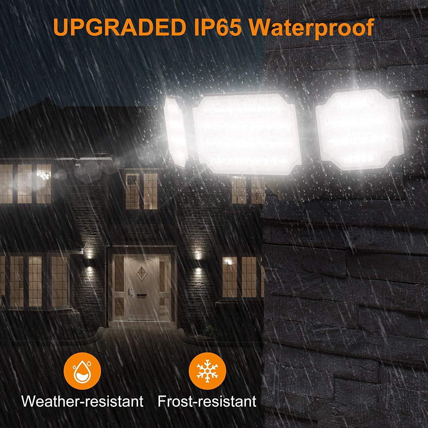 LEPOWER 45W 4500LM LED Flood Light Outdoor,3 Adjustable Heads IP65 Waterproof for Garage,Yard,Porch