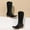 Black, variant on YOUSNH Ladies Sequin Heels Western Cowboy Boots Pointed Toe Mid Calf Knee High Boots for Women Women Boots Silver 7