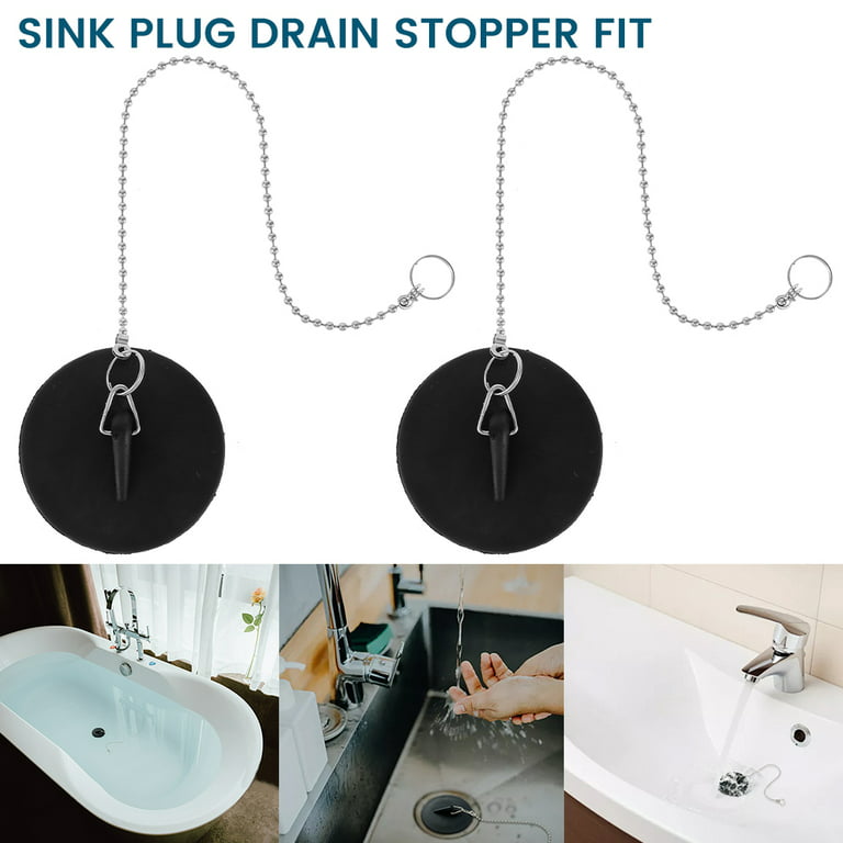 2 Packs Tub Stopper, Rubber Bathtub Stoppers Drain Plug with 15 Stainless  Steel Beaded Chain, Premium Bathroom Plug Fit for 1.5 to 2 Kitchen Sink,  Bathroom Bath tub, Drain Stopper, White 