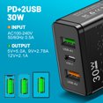 thumbnail image 1 of Adaptador de cargador de 3 puertos Cargadores de teléfono móvil de la UE de EE. UU. Para Xiaomi Samsung iPhone 14, 1 of 5