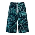 thumbnail image 5 of JoveMarine Men's Camo Drawstring Cargo Shorts - Plaid Work Shorts with Pockets, Knee-Length Loose Fit for Outdoor Daily,Sky Blue 2XL, 5 of 6