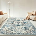 thumbnail image 5 of MeyJey Boho Indoor Living Room Area Rug 9'x12', Non-Slip Machine Washable Vintage Oriental Distressed Floor Carpet for Bedroom Dining Kitchen Hallway, Blue/Beige, 5 of 15