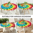 thumbnail image 7 of Colorful Tie Dye Mandala Pattern Round Fitted Tablecloth with Elastic Edge,Dining Table Cover Waterproof,Outdoor Round Tablecloth for Camping,Dining,Indoor and Outdoor, 7 of 7