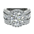 thumbnail image 4 of Wedding Ring Set for Women Halo Diamond Big Ring 7.05 Carat 14K White Gold (G,SI) (Moissanite Center), 4 of 5