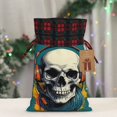 thumbnail image 5 of Rocae Modern Hip-Hop Skull Print Christmas Drawstring Linen Gift Bag with Drawstrings Treat Bag Goody Present Bags for Christmas Party Favor, 5 of 8