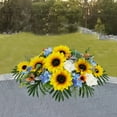 thumbnail image 2 of Mainstays 27.75in Outdoor Artificial Floral Headstone Saddle, Sunflower, Rose, Hydrangea, Yellow Color., 2 of 8