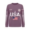 thumbnail image 4 of Domuza 4th Of July Shirt for Women American Flag Graphics Long Sleeve Top Casual Loose Crew Neck T Shirts Summer Fashion Clothing Purple XL, 4 of 4
