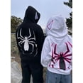 thumbnail image 4 of Silver Basic Men's/Women's Spider Sportswear Y2K Couple Hoodie Zipper Jacket with Spider Retro Print Oversized Halloween Sweatshirt 3XL,Black-1, 4 of 5