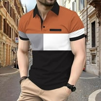 Golf Shirts for Men Short Sleeve Tees Tops Mens Casual Color Block Pullover Button Collared Breathable Slim Athletic Workout Tshirts Shirt