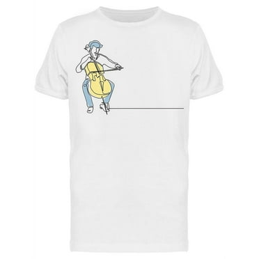 One Line Drawing Cello Player T-Shirt Men -Image by Shutterstock, Male Large