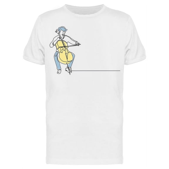 One Line Drawing Cello Player T-Shirt Men -Image by Shutterstock, Male Small